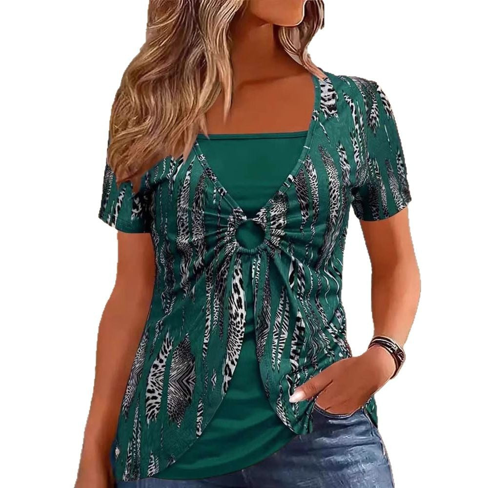 Dame Let top med mode ringdetalje Stilla