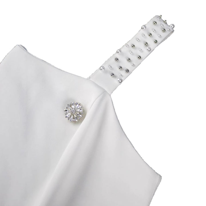 Dame Elegant aftenkjole med asymmetrisk snit og flæser Skovae