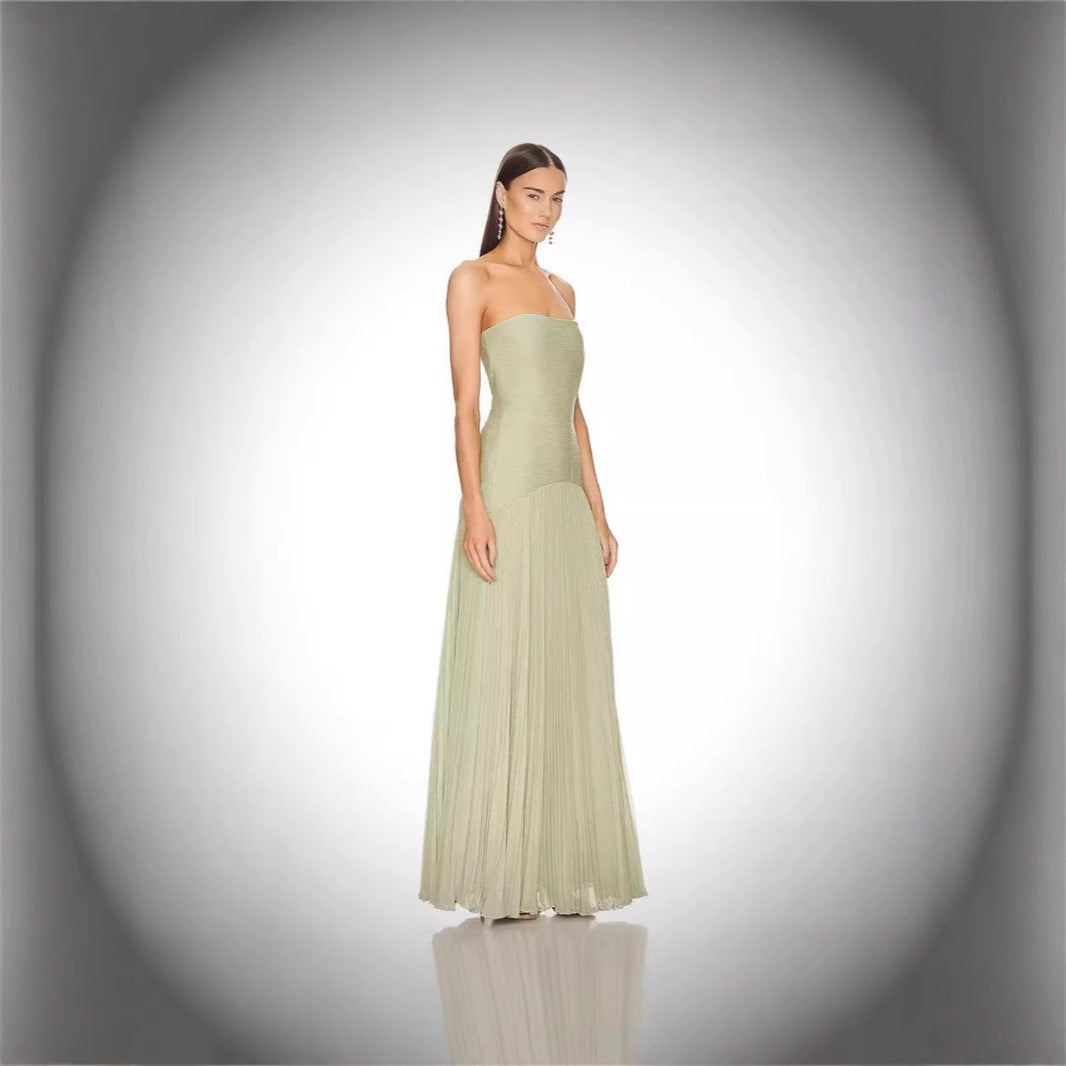 Damer Strapless Maxikjole med plisseret design og elegant snit Stilla