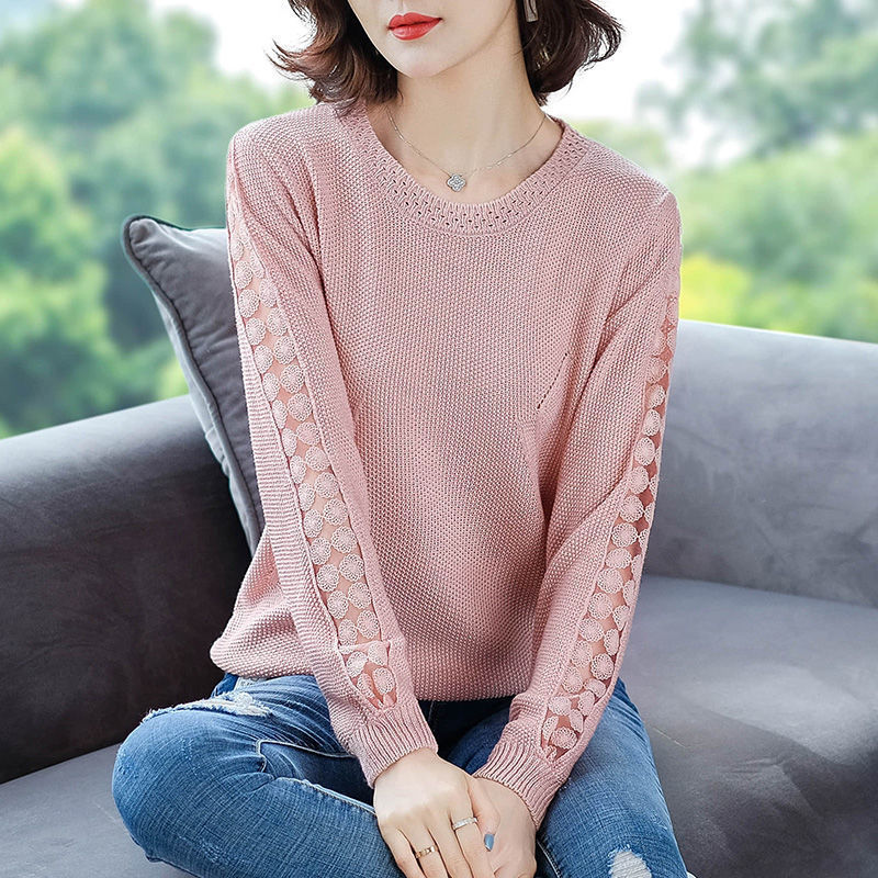 Dame Elegant Strik Sweater med Gittermønster Stilla