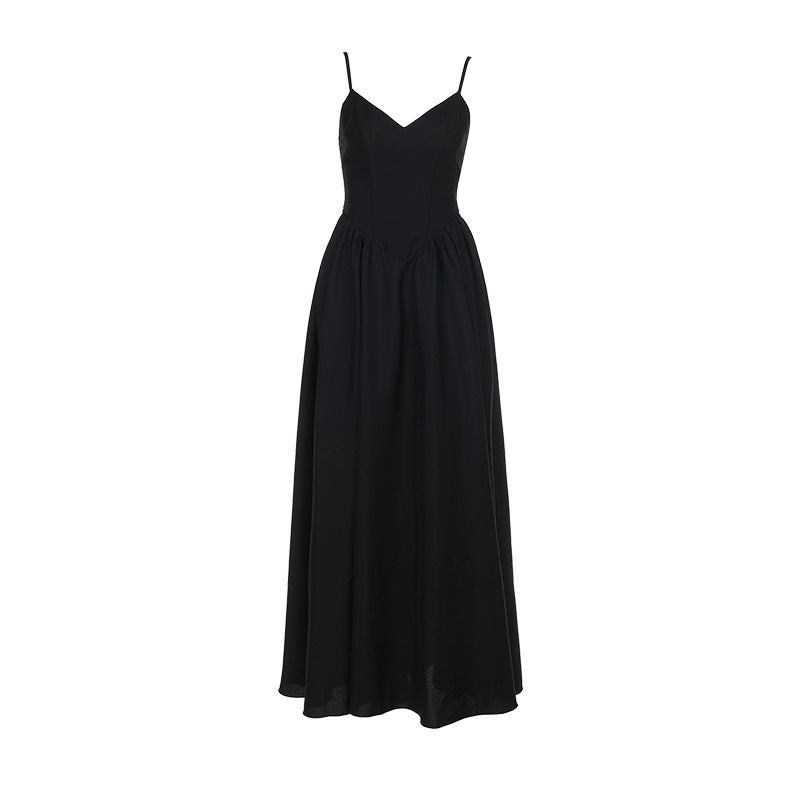Damer Elegant Lang Maxi Kjole med Slanke Spaghetti Remme og Flydende Nederdel Skovae