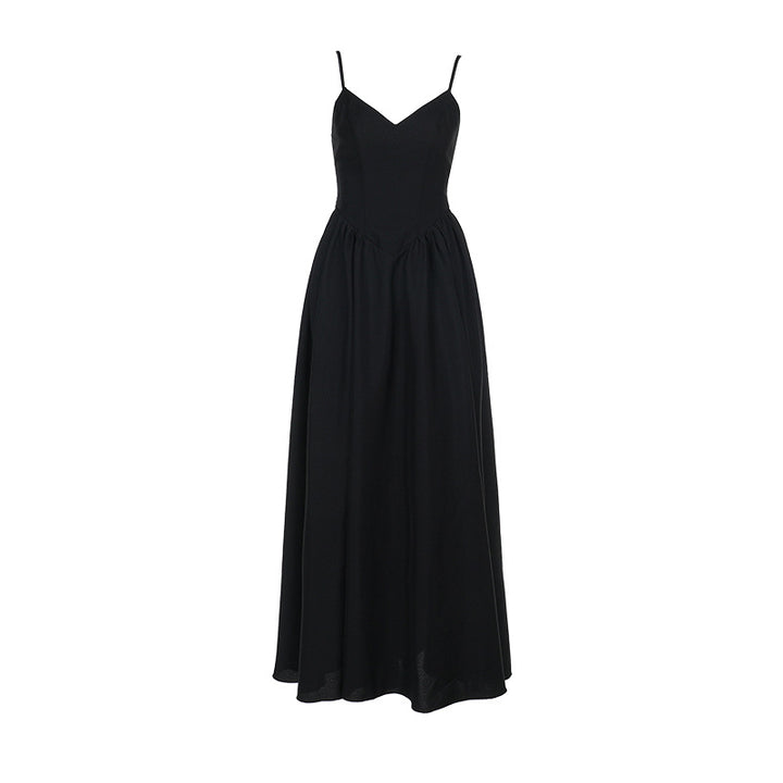 Damer Elegant Lang Maxi Kjole med Slanke Spaghetti Remme og Flydende Nederdel Skovae