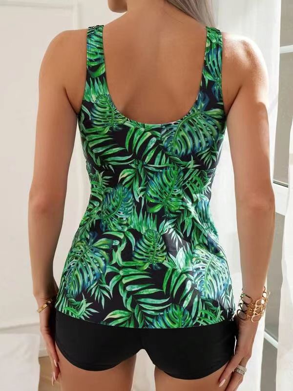 Dame Tankini-sæt med blomsterdesign og komfortable shorts Stilla