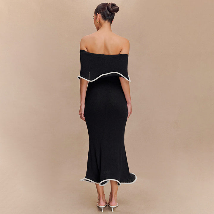 Femme Off-Shoulder Rüschentaschen Maxi Kjole Stilla