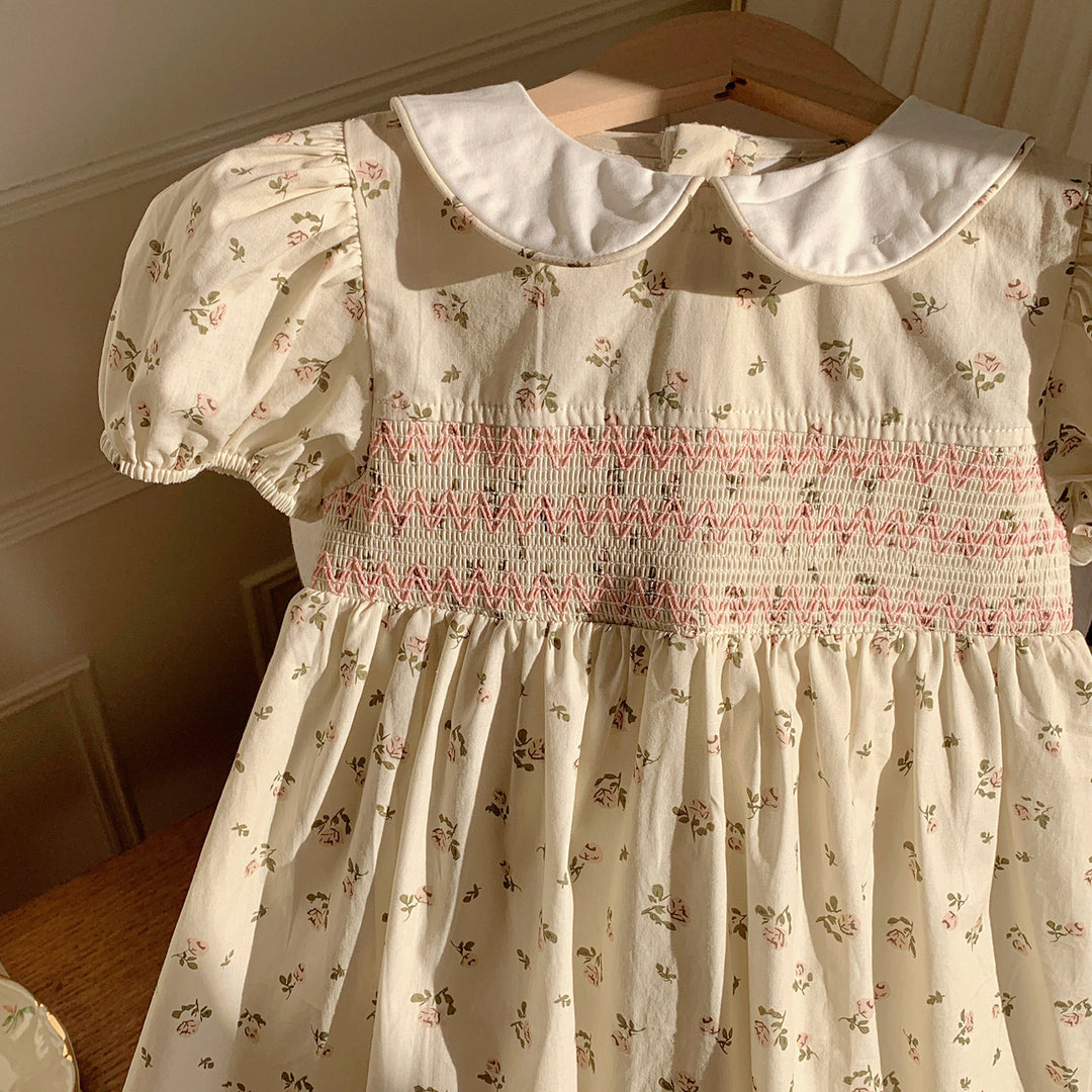 Pige Blomster Smocked Mini Kjole Stilla
