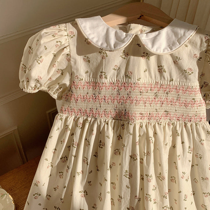 Pige Blomster Smocked Mini Kjole Stilla