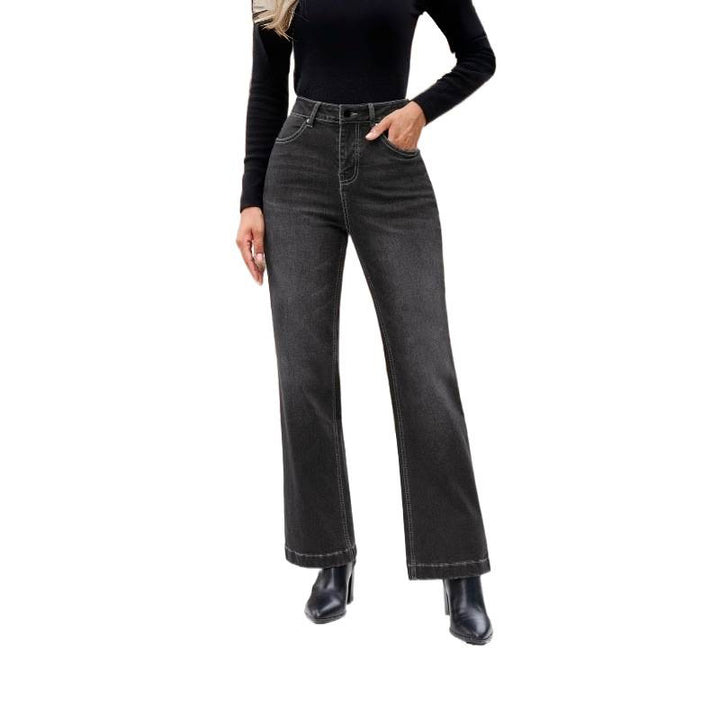 Dame High-Waist Jeans med vid ben og smal pasform Skovae