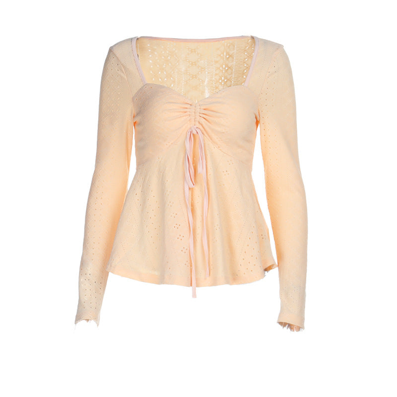 Kvinders Ruffle Skjorte med Dyb Hjerte Udsnit og Legende Elegant Design