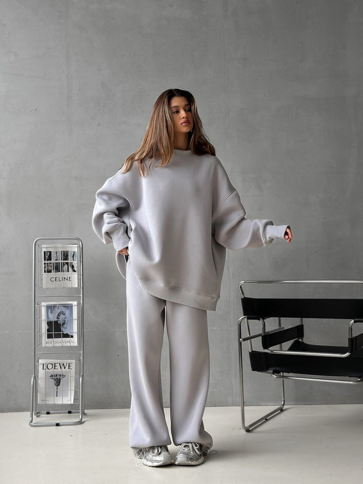 Kvinders afslappede oversized sweatshirt og joggingbukser sæt Skovae