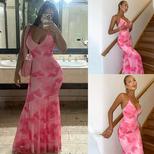 Dame Elegant Floral Maxi Kjole Stilla