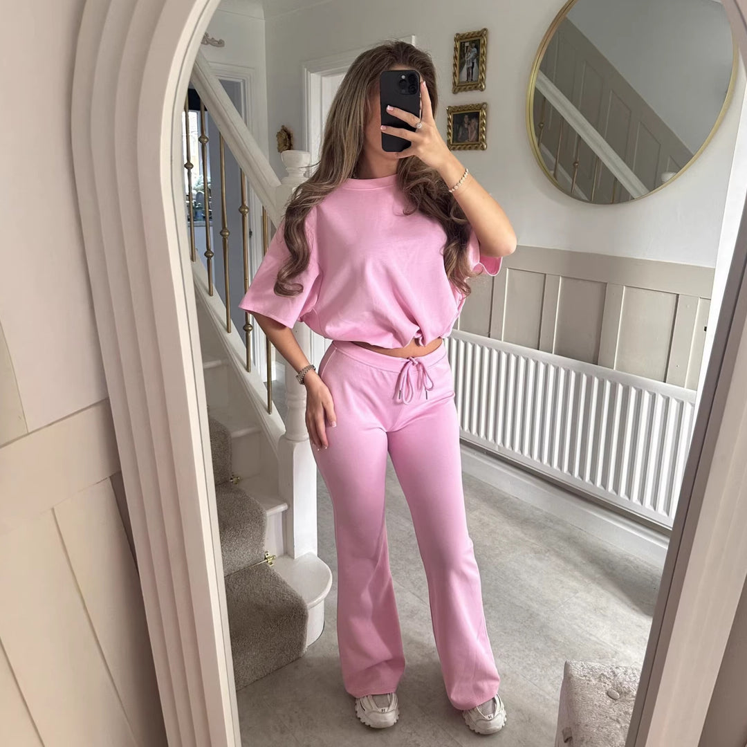 Kvinder Casual Strik Lounge Sæt med Løs Pasform og Elegante Detaljer