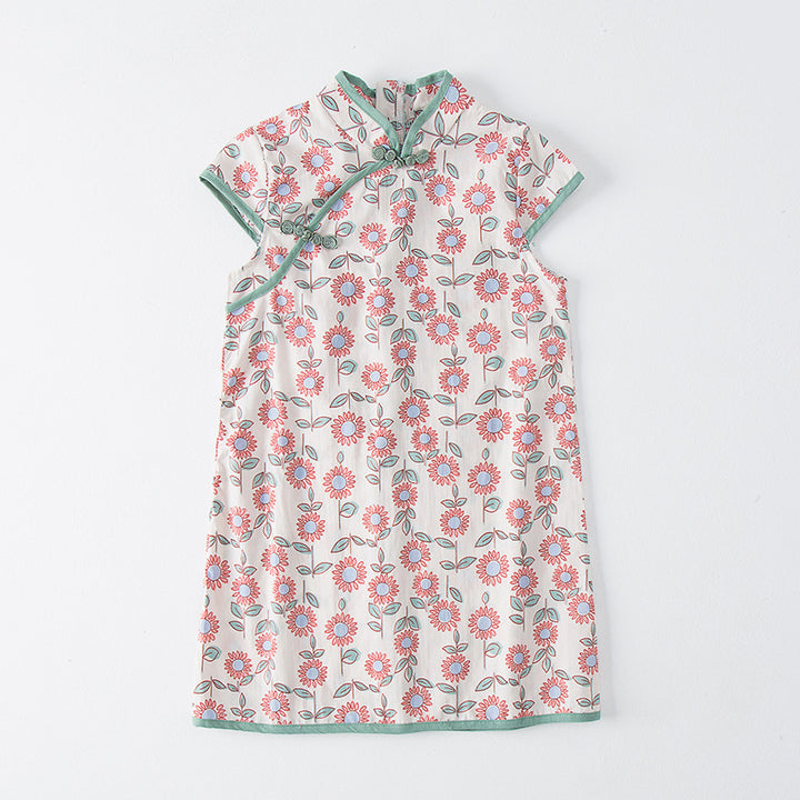 Pige Floral Print Orientalsk Kjole Stilla