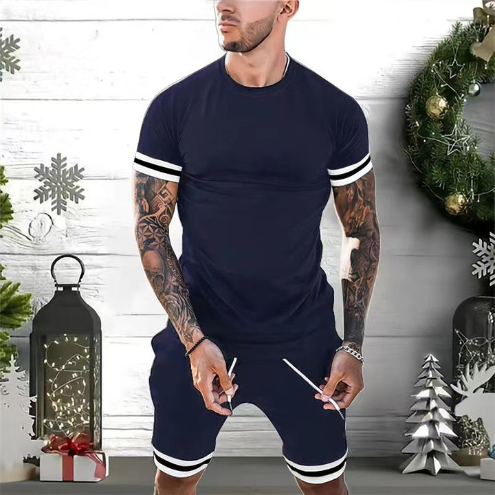 Herrer Sportslig Komfort Fit Rundhalset T-shirt og Shorts Sæt Stilla