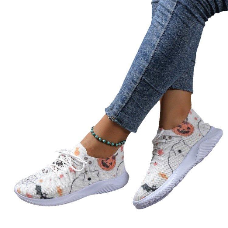Dame Sporty Sneakers med Halloween-motiv og elastisk overdel Stilla