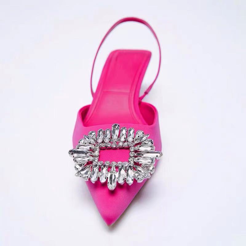 Dame Slingback-pantoletten med Funklende Smykke-detalje og Elegant Design Skovae