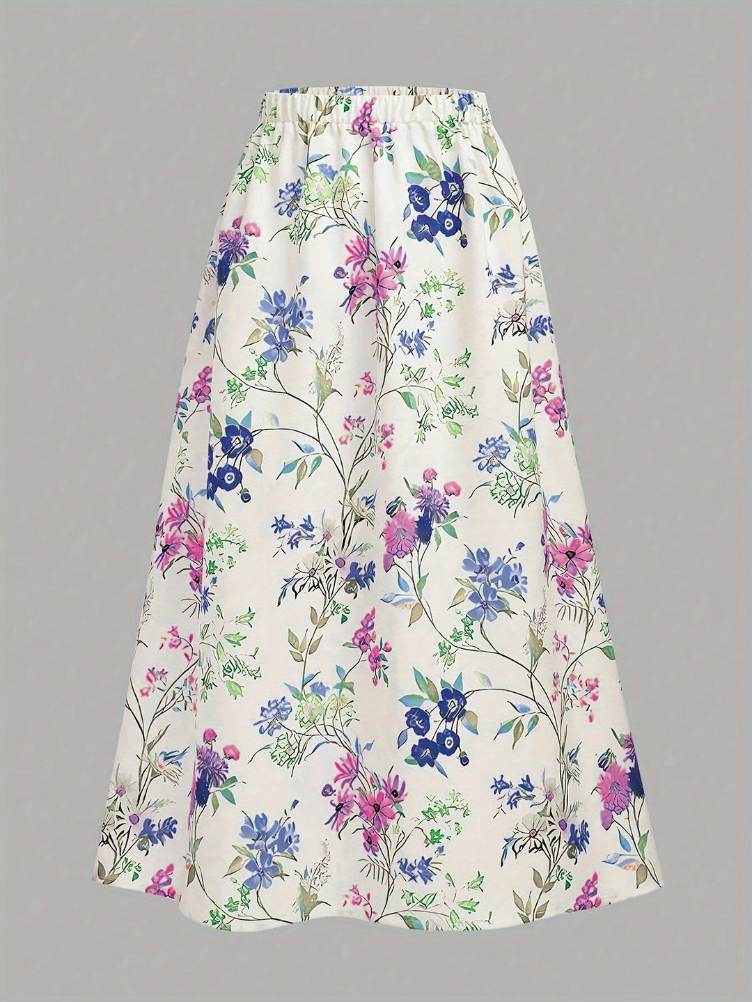 Dame maxikjole med blomsterprint og elastisk talje Skovae