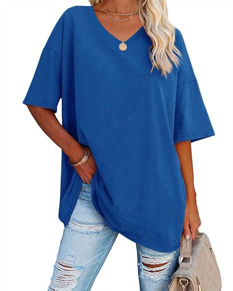 Dame afslappet V-hals T-shirt med oversize pasform Stilla