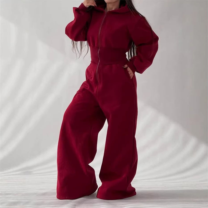 Kvinders jumpsuit med hætte og bred ben Skovae