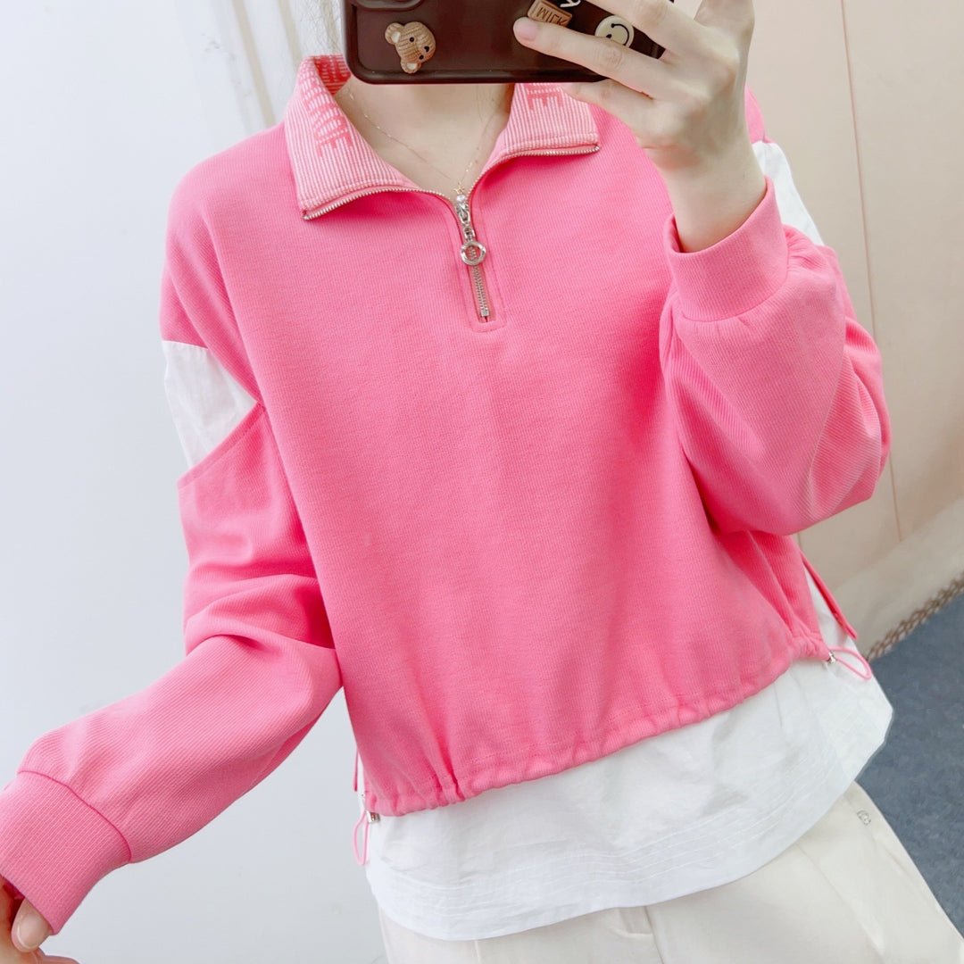 Dame sporty sweatshirt med kort lynlås og afslappet snit Stilla