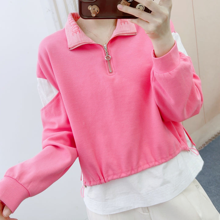 Dame sporty sweatshirt med kort lynlås og afslappet snit Stilla