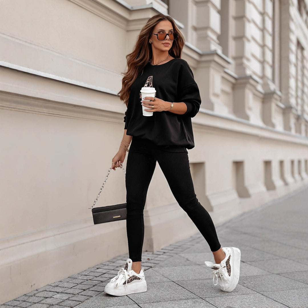 Kvinders sweatshirt med leopardprintdetalje og afslappet pasform Skovae