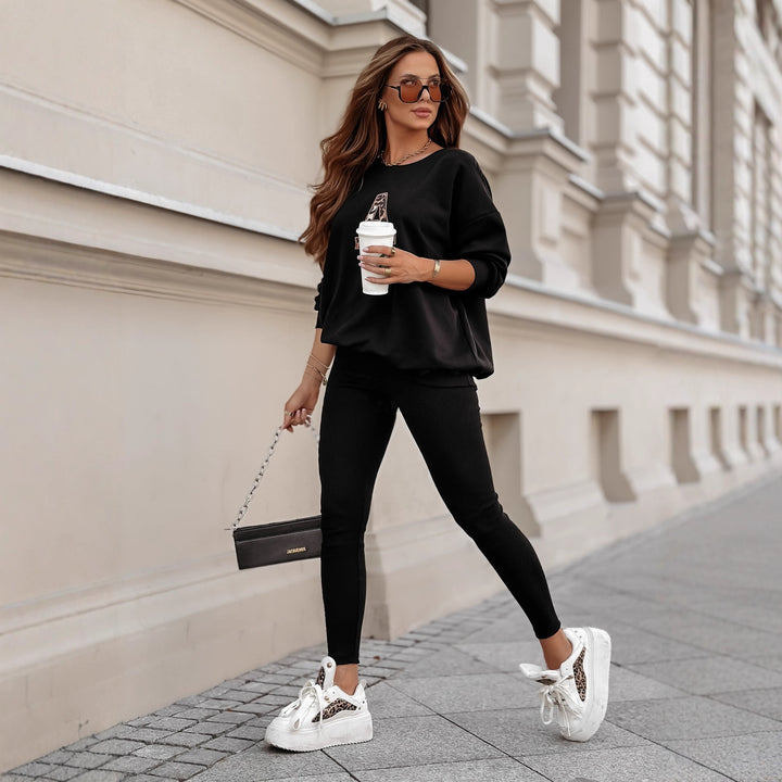 Kvinders sweatshirt med leopardprintdetalje og afslappet pasform Skovae