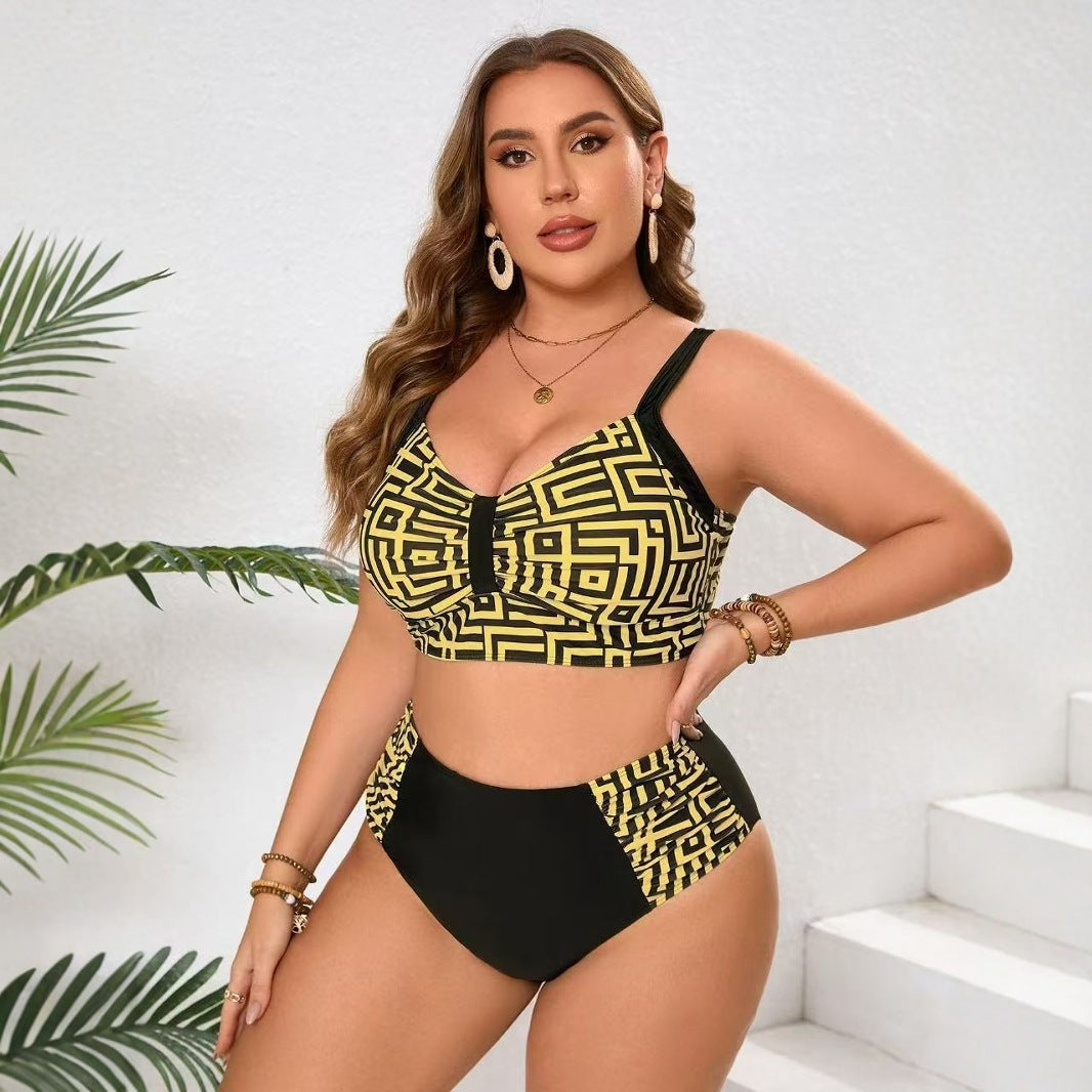 Dame To-delt Bikini-sæt med moderne geometrisk design Skovae