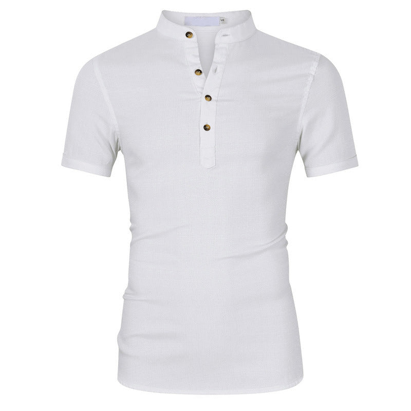 Herrer Korte ærmer Henley-shirt med elegant knapdesign og moderne ståkrave Stilla