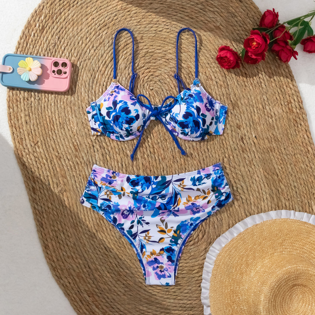 Dame Bikini-sæt med justerbare stropper og blomsterdesign Stilla