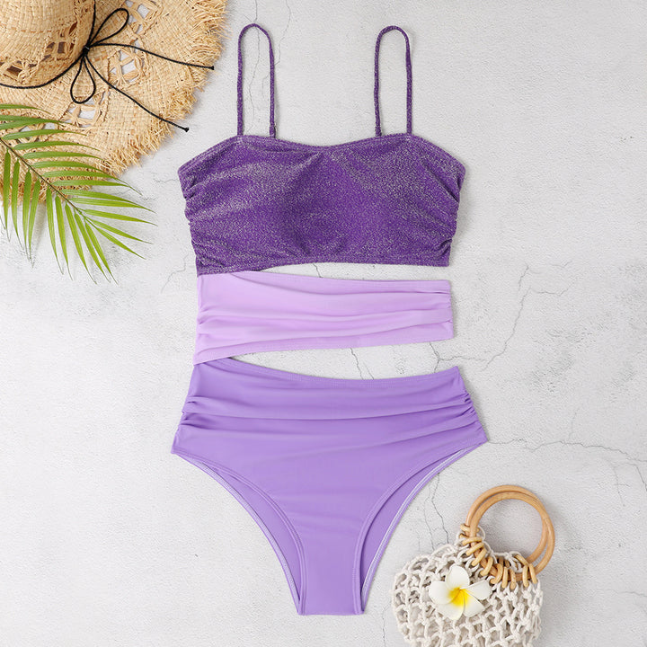 Dame Glitrende Bikini med asymmetrisk design og justerbare stropper Stilla