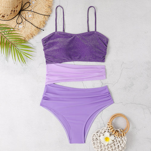 Dame Glitrende Bikini med asymmetrisk design og justerbare stropper Stilla