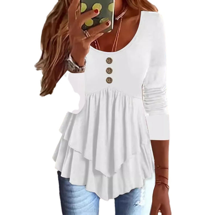 Dame Laget Peplum Overdel med Knapdetaljer Stilla
