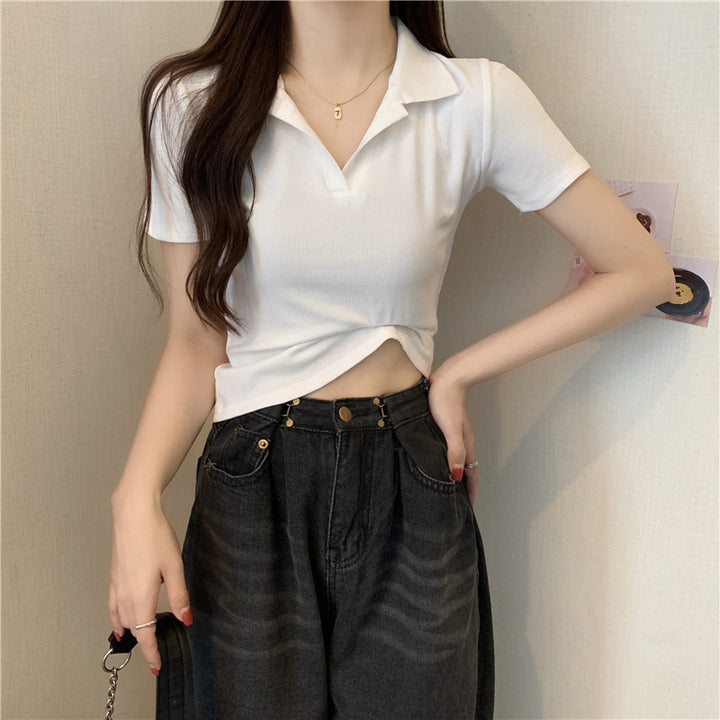 Femme Kort Polo-T-Shirt med Twist-detalje Stilla