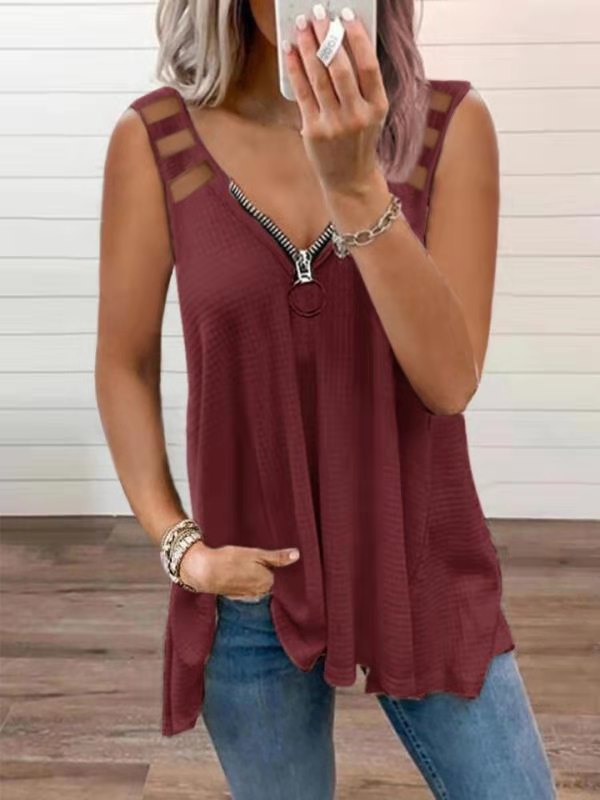 Dame Trendy Zip-Up Tanktop Stilla