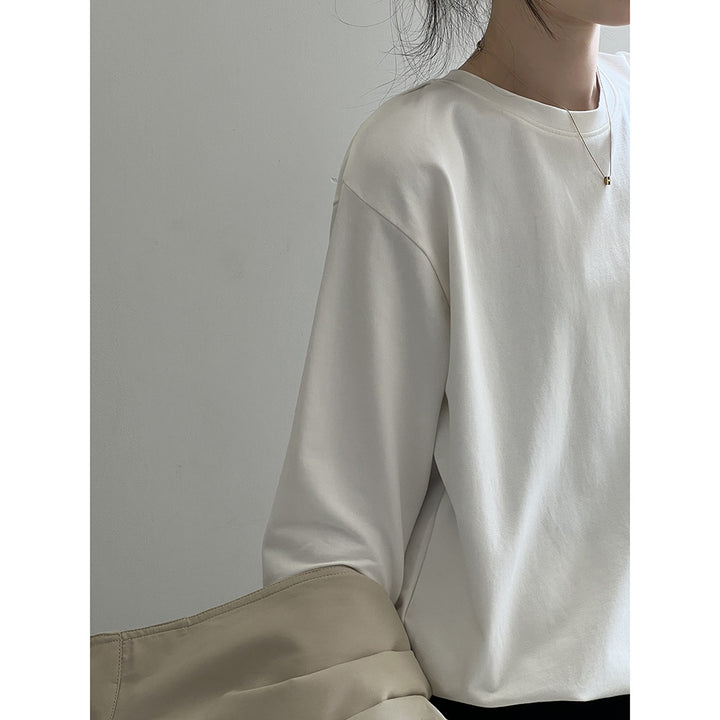 Dame Lækkert Langærmet T-shirt med moderne Sidesplitter og Rund Halsudskæring Stilla