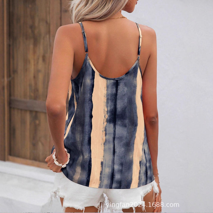 Dame Spaghetti-strop Visual Stribe Bluse Stilla