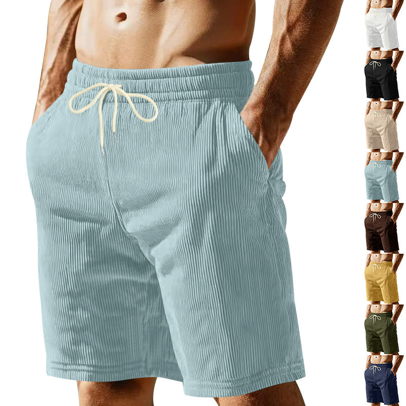 Herren knælange Bermudashorts med elastisk kant, snortræk og sidelommer Skovae