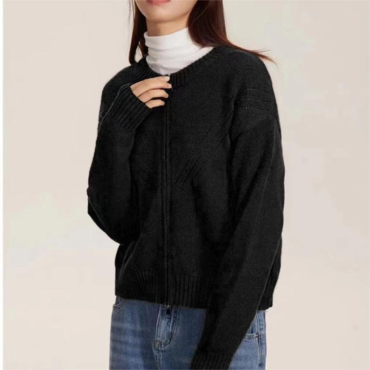 Kvinders cardigan med moderne lynlås og trendy kabelmønster Stilla