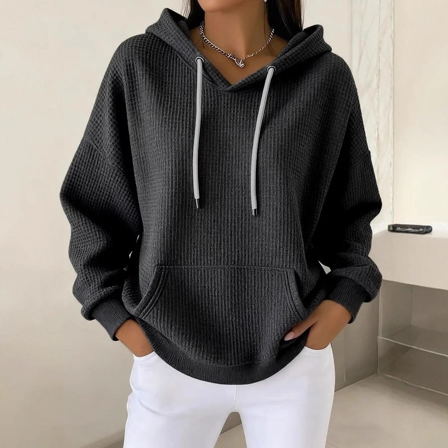 Dame casual hoodie med tekstureret stof Stilla