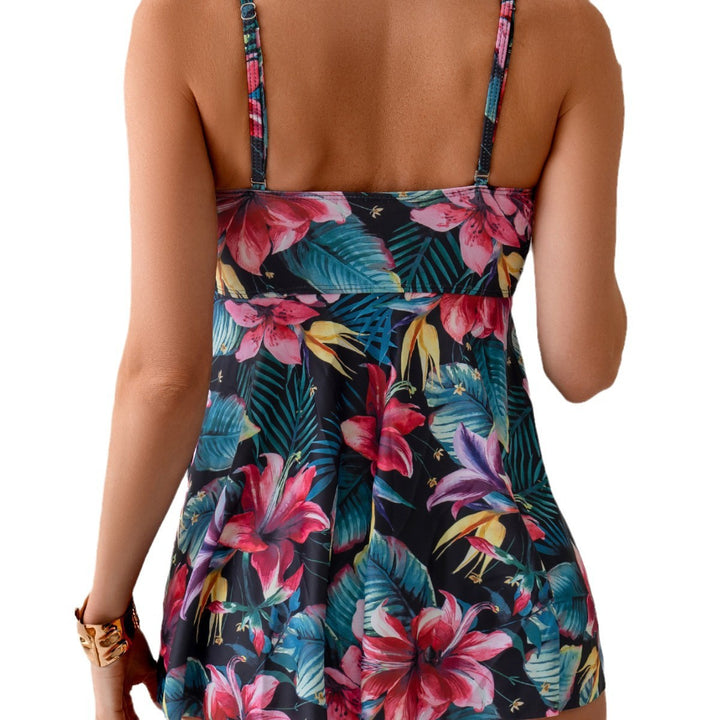 Dame Tankini med floral bund og polstrede skåle Stilla