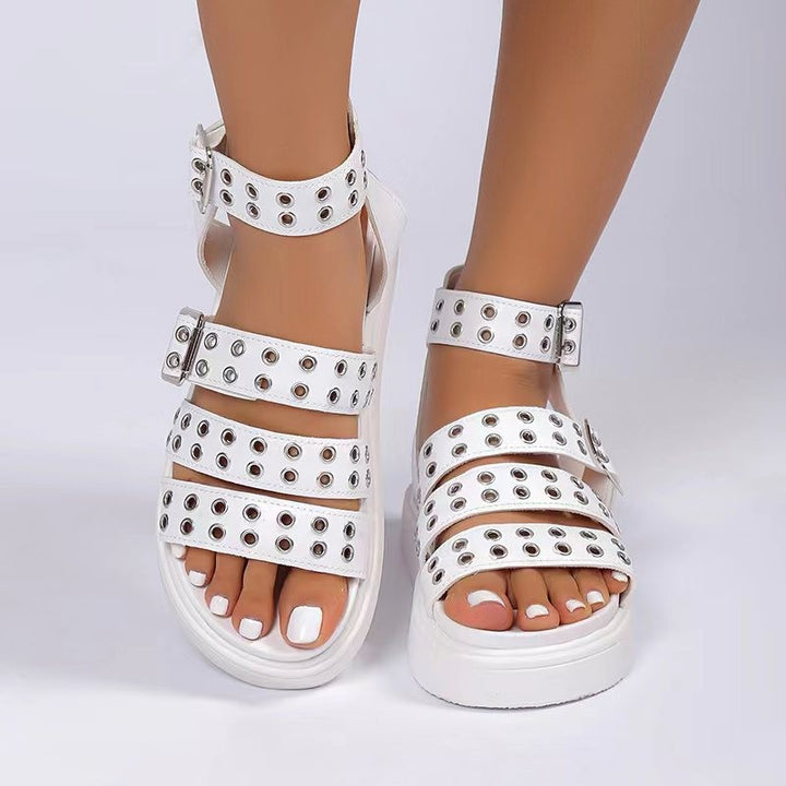 Dame mode ankel-sandaler med trendy huller og komfortabelt fodseng Stilla
