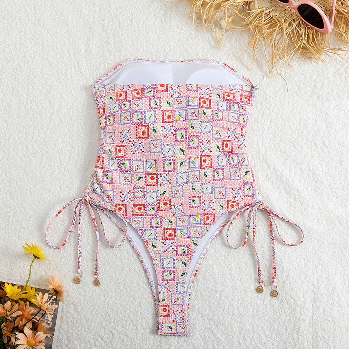 Dame Floral Print Høj-slids Én-delt Badedragt Stilla