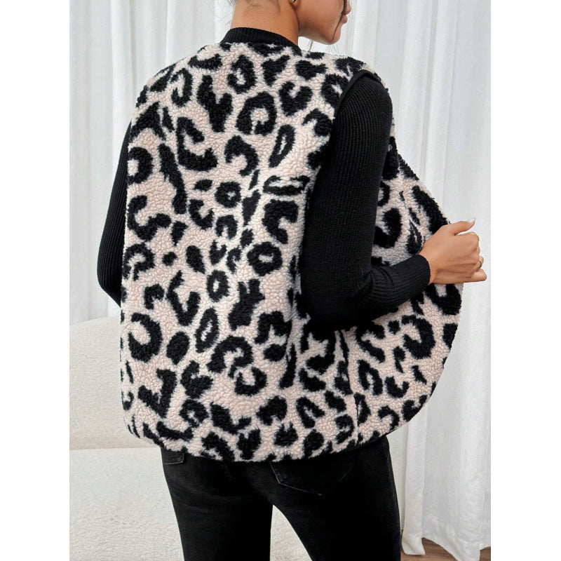 Dame leopardprint quiltet vest Stilla