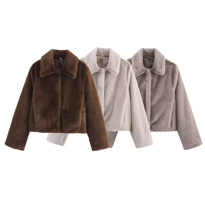 Dames hyggelig faux fur jakke Stilla