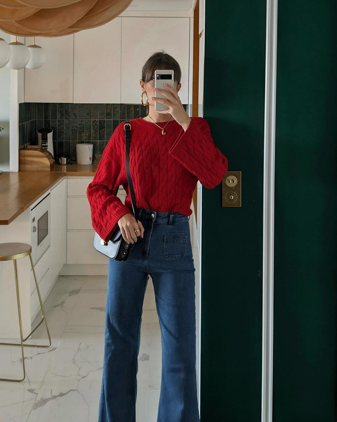Dame strikpullover med iøjnefaldende flette-design Stilla