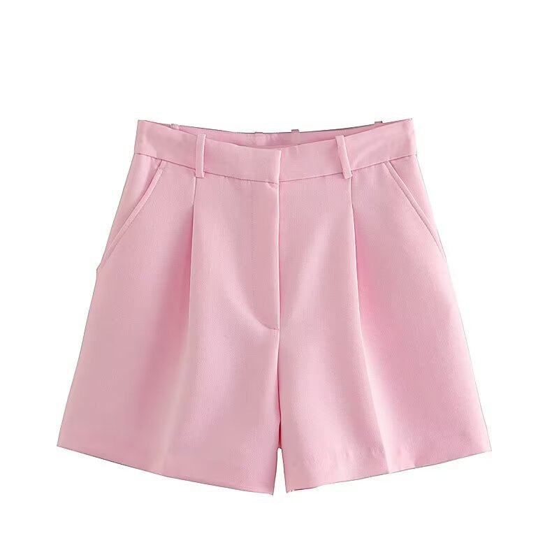 Dame elegante shorts med høj talje og praktiske sidelommer Skovae