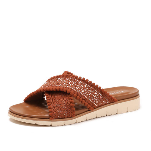 Dame elegante sandaler med kunstneriske dekorationer Stilla