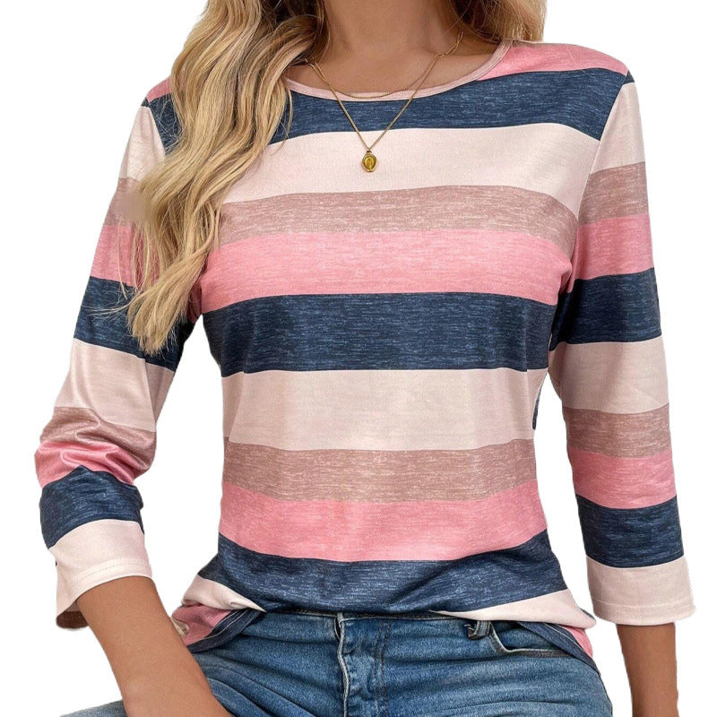 Dame Stribet Langærmet T-Shirt Stilla