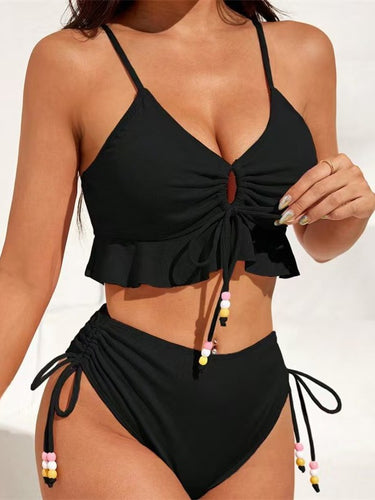 Damer Bikiniset med flæser og justerbare snore Stilla