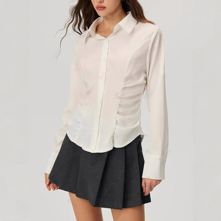 Damer elegant bluse med flæse detaljer Stilla